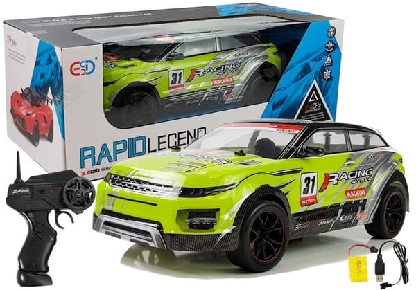 Kauko-ohjattu ralliauto 1:10 Green R/C