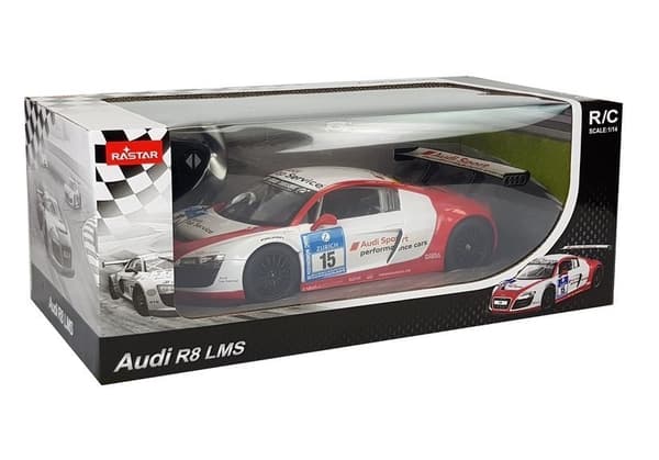 Auto R/C Audi R8 LMS Rastar 1:14 valkoinen ja punainen