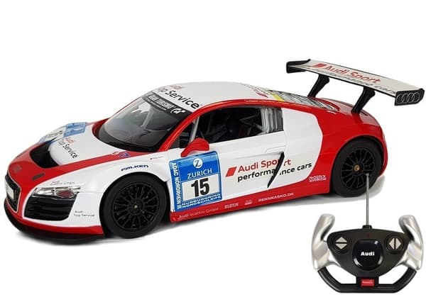 Auto R/C Audi R8 LMS Rastar 1:14 valkoinen ja punainen