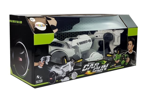 Toy Car Launcher Gun 2 in 1 kauko-ohjattavat vaahtomuovilevyt, valkoinen 2,4 G