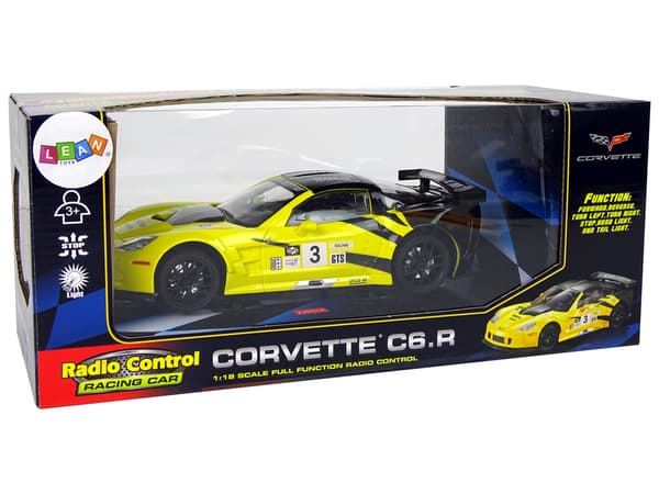 Sportracerbil R/C 1:18 Corvette C6.R Gul 2,4 G-ljus