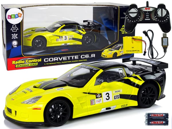 Sportracerbil R/C 1:18 Corvette C6.R Gul 2,4 G-ljus