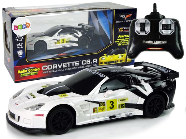 Sports Racing Car R/C 1:24 Corvette C6.R valkoinen 2,4 G valot