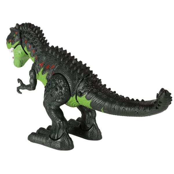 Den elektroniska T-REX-dinosaurien går och vrålar grönt