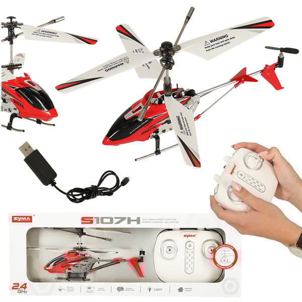 Fjernstyret helikopter RC SYMA S107H 2,4GHz RTF rød