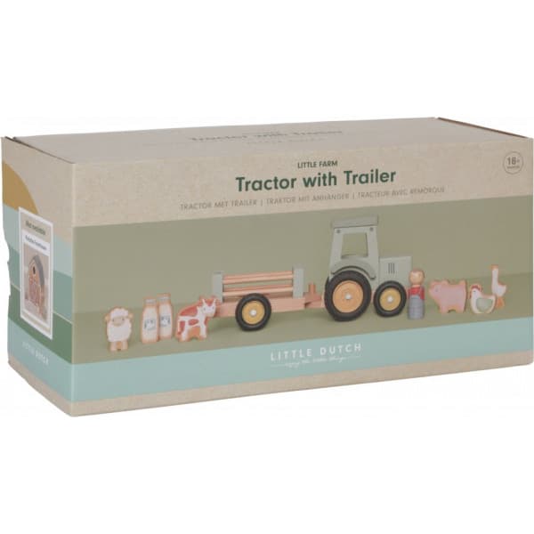 Little Dutch Little Farm -trætraktor + trailer