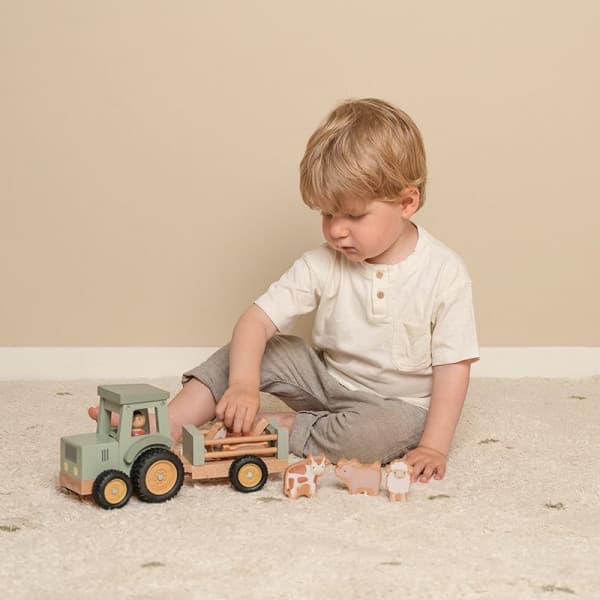 Little Dutch Little Farm -trætraktor + trailer
