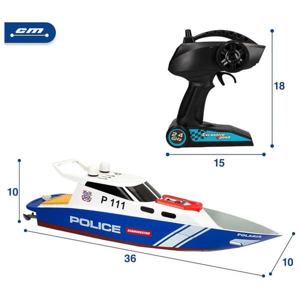 Colorbaby 47674 Racing Boat Fjärrstyrd Polisbåt  36 cm