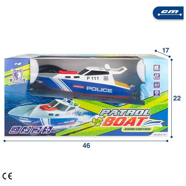 Colorbaby 47674 Racing Boat Fjärrstyrd Polisbåt  36 cm