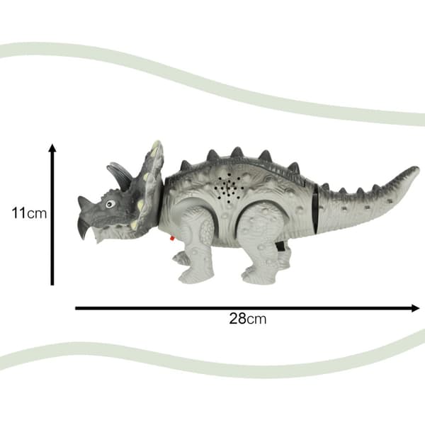 Triceratops dinosaur, batteridrevet interaktivt legetøj, gåture, lys og brøl