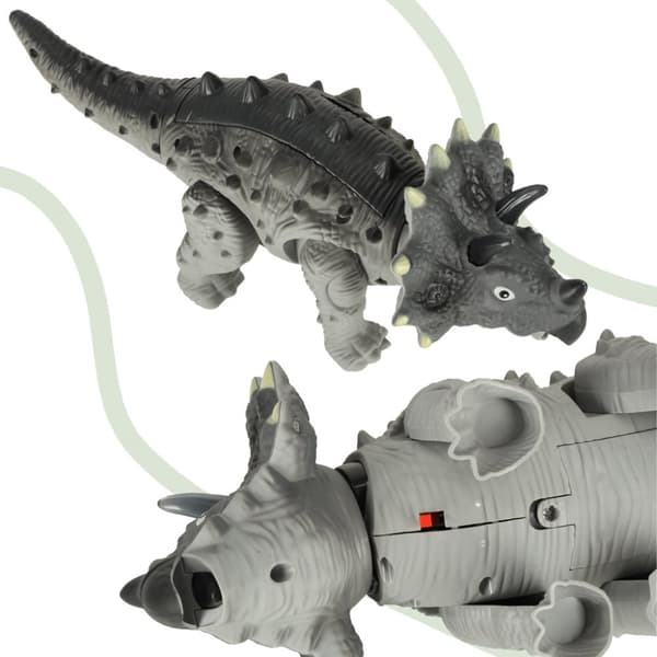 Triceratops dinosaur, batteridrevet interaktivt legetøj, gåture, lys og brøl
