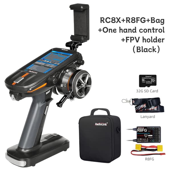 RC-sändare, 8 kanaler, 4,3-tums skärm,Svart FPV