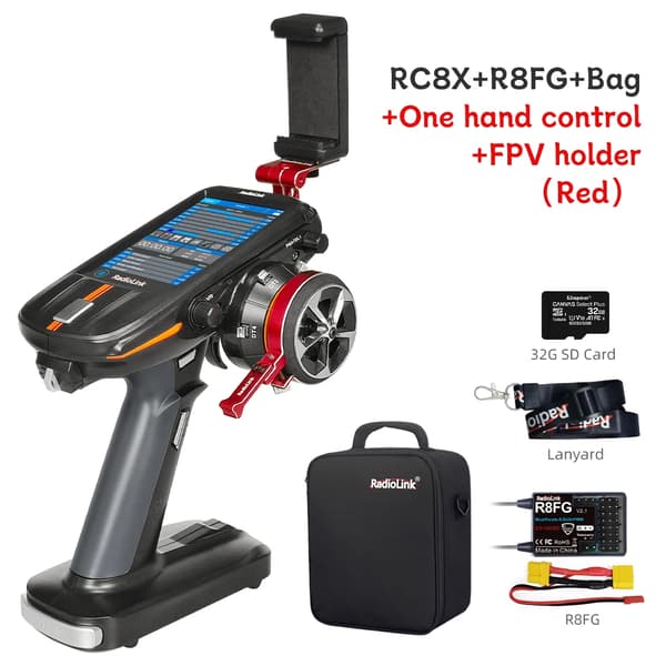 RC-sändare, 8 kanaler, 4,3-tums skärm,Röd FPV