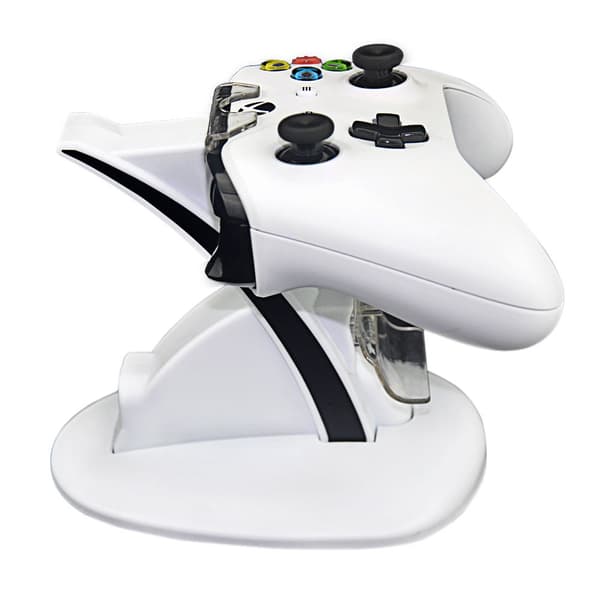 Hvit ladestativ forankringsstasjon for Xbox One S-kontroller