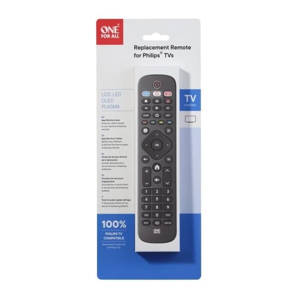 EN FÖR ALLA URC4913 - Ersättningsfjärrkontroll för Philips TV Svart
