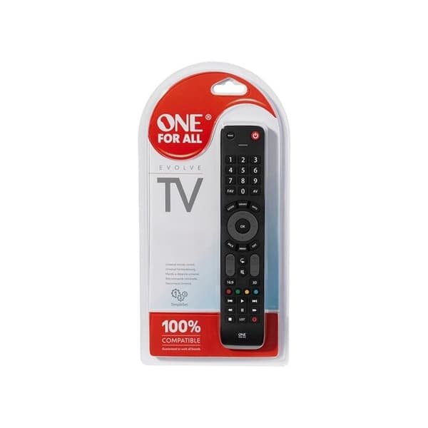 En för alla URC7115 Evolve Universal vidvinkel högkvalitativ TV-fjärrkontroll
