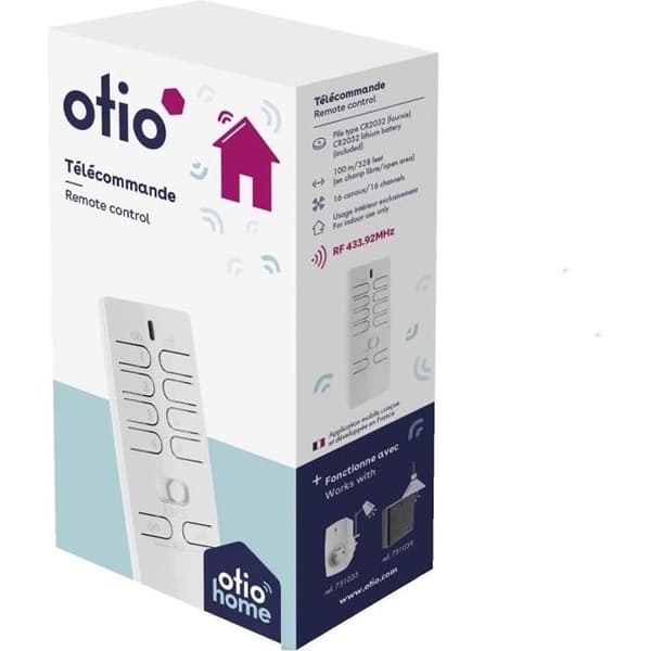 Fjärrkontroll - Otio - 16 kanaler - Kompatibel med Google Home och Alexa - Programmerbar - Vit
