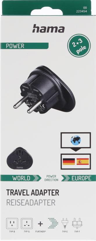 HAMA Matkasovitin Tyyppi E/F Universal World-EU Musta