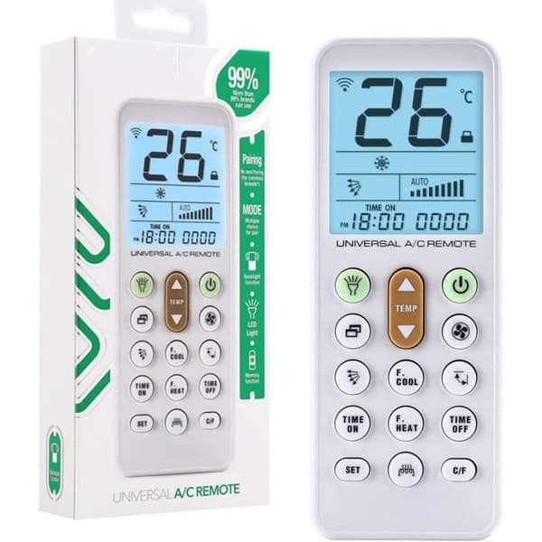 Leyf Universal A/C LCD-bakgrundsbelysning Luftkonditioneringsfjärrkontroll, Ersättningsfjärrkontroll för luftkonditionering, Luftkonditionering