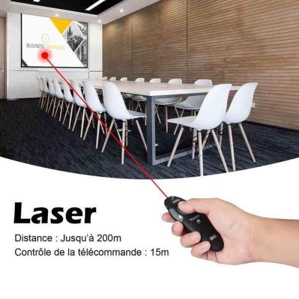 Trådlös PowerPoint Presentation Remote – August LP205 – Professionell röd laserpekare &amp; Page Navigator – Svart