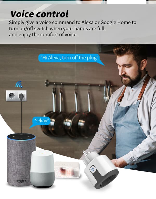 INF Smart Plug EU Standard Zigbee fra Tuya 20A
