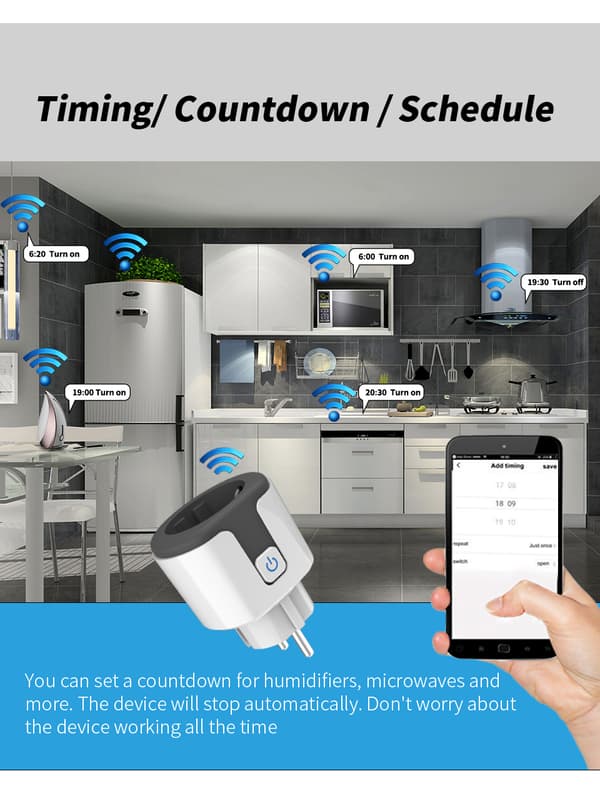 INF Smart Plug EU Standard Zigbee fra Tuya 20A