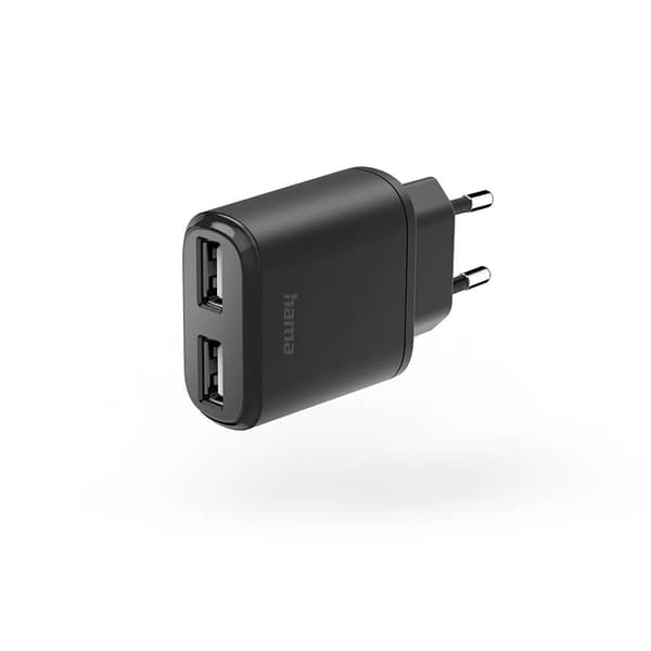 Lader 2xUSB-A 12W Svart