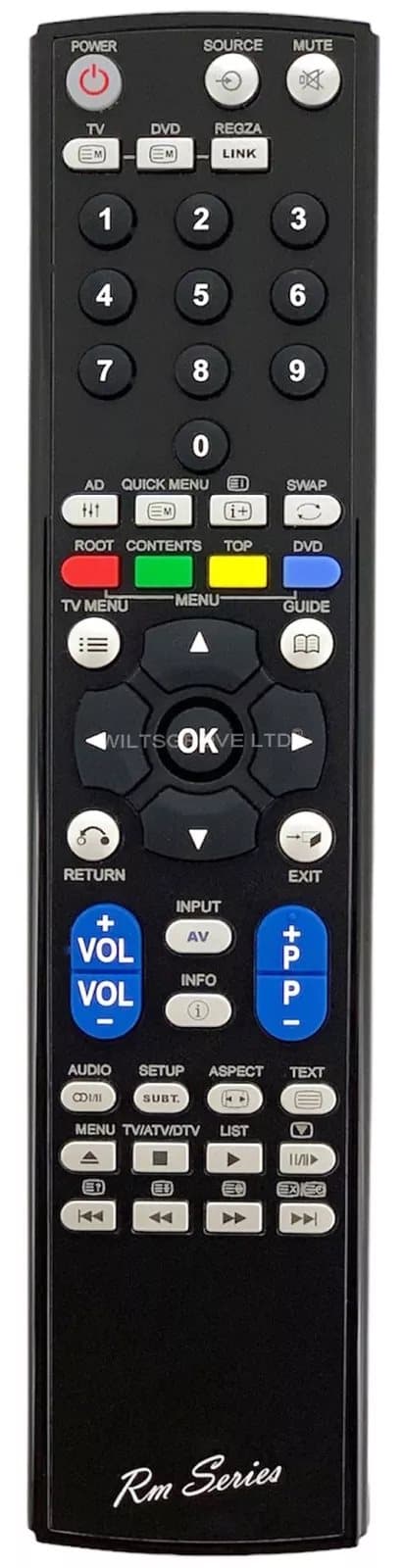 RM Series Remote Control fits TOSHIBA 32MV732 32RV600E 32RV655P 32RV665D