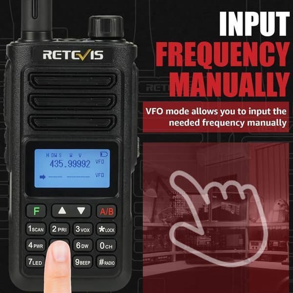 Retevis RA89 amatörradio, dubbelband, hög effekt, vattentät IP68, batteri 2500mAh, VFO, uppladdningsbar via USB A-C