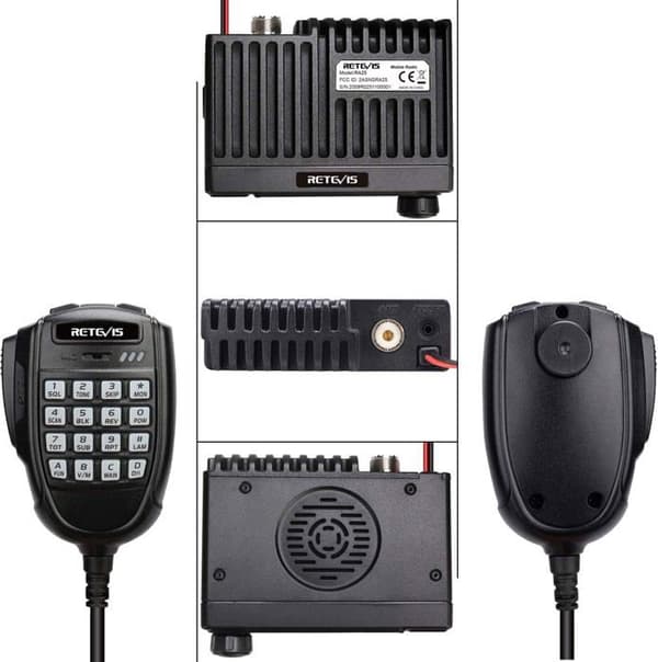Retevis RA25 Mobile Transceiver, Dual Monitor, 5W/20W, 500 Channel, FM Radio, 5Tone/2Tone/DTMF, 1,44 tum TFT Display