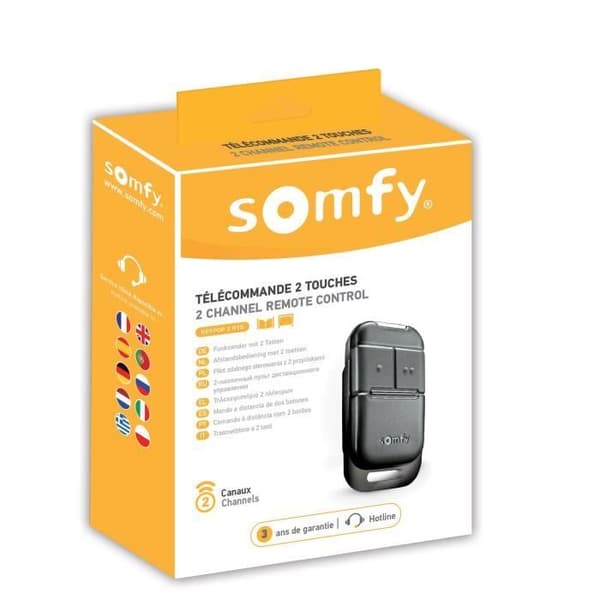 Somfy 2401539 - Keypop 2 RTS-kanaler | Högt motstånd | Fjärrkontroll för grind och/eller garageport