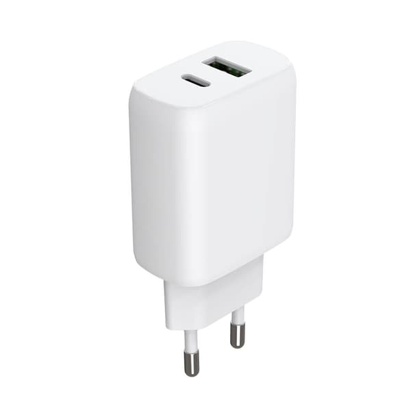 Oplader 220V 1xUSB-C + 1xUSB-A PD/PPS 30W + 18W QC Hvid