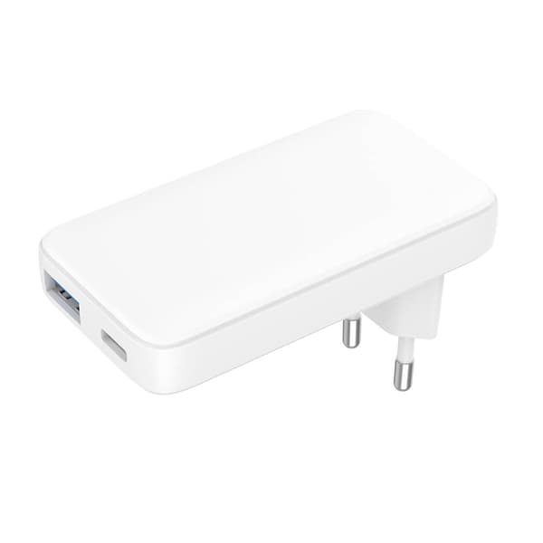 Lader 220V 1xUSB-C+1xUSB-A PD/PPS 36W+QC 18W GaN Hvit