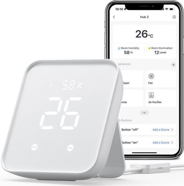 SwitchBot Hub 2 - Förvandla din mobil till en fjärrkontroll - Smart WiFi-hygrometer - Stöder Matter