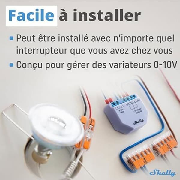 Shelly Plus 0-10V Dimmer | Ansluten ljusdimmermodul | Wi-Fi &amp; Bluetooth | Trådlös dimmerbrytare | Kompatibel