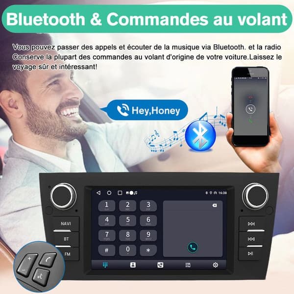 AWESAFE 4G Android 13 Bilradio 4GB+64GB för BMW Series 3 E90 E91 E92 E93 med Carplay Android Auto 7-tumsskärm GPS