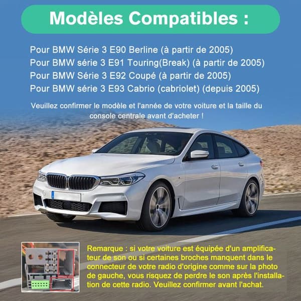 AWESAFE 4G Android 13 Bilradio 4GB+64GB för BMW Series 3 E90 E91 E92 E93 med Carplay Android Auto 7-tumsskärm GPS