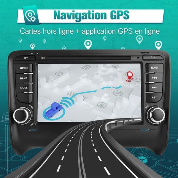 AWESAFE Android 13 2GB+64GB bilradio för Audi TT MK2 8J (2006-2012) med 7'' Carplay Android Auto GPS WiFi BT USB FM RDS