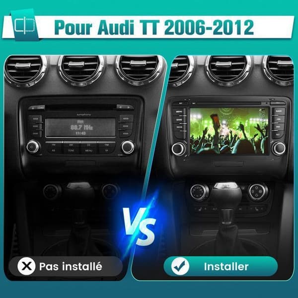 AWESAFE Android 13 2GB+64GB bilradio för Audi TT MK2 8J (2006-2012) med 7'' Carplay Android Auto GPS WiFi BT USB FM RDS