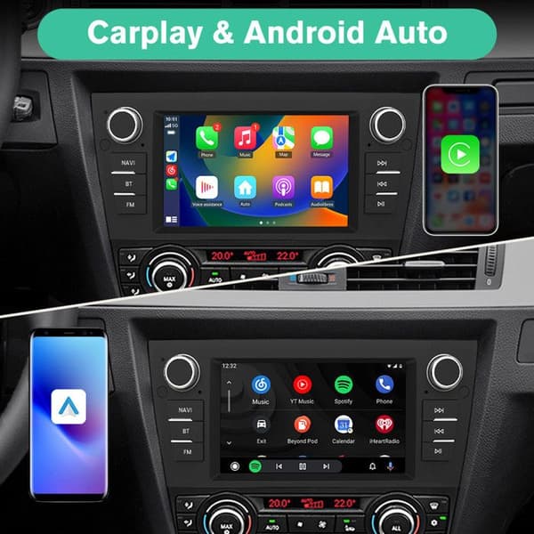 AWESAFE 4G Android 13 6GB+128GB Bilradio för BMW Series 3 E90 E91 E92 E93 med Carplay Android Auto 7-tumsskärm GPS Bluetooth