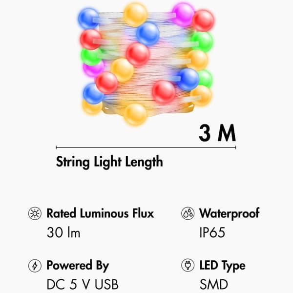 RGB-ljusslinga med fjärrkontroll och WiFi Tuya IP65 3 m