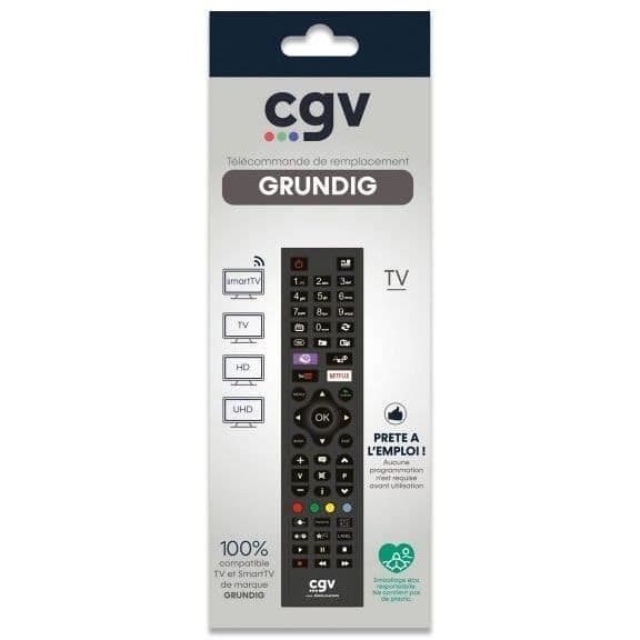Ersättningsfjärrkontroll - Allmänna villkor - FIDELIO Grundig - För Grundig TV - Utan programmering - Klar att användas