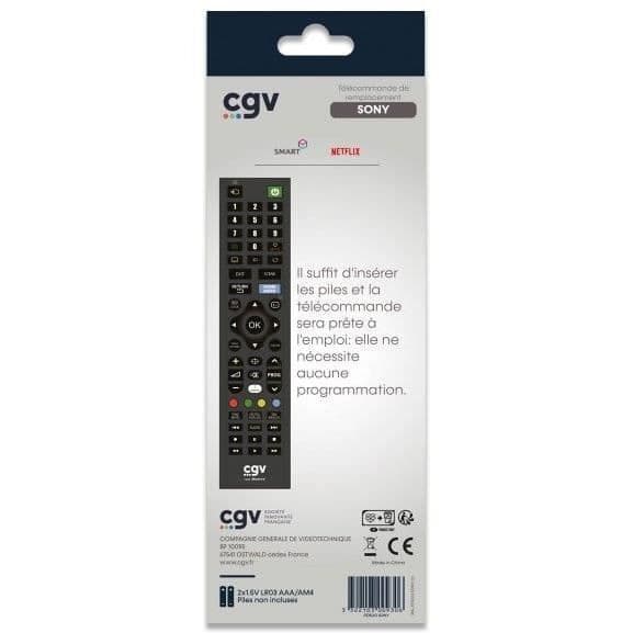 Ersättningsfjärrkontroll - Allmänna villkor - FIDELIO Sony - För TV-apparater från Sony - Utan programmering - Klar att använda