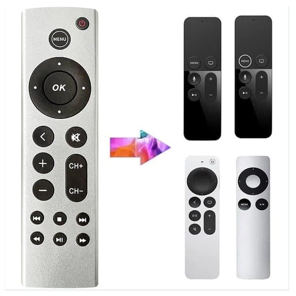 Fjärrkontroll för Apple TV 4K/Gen 1/2/3/4/HD A2169 A1842 A1625 utan röststyrning - Silver