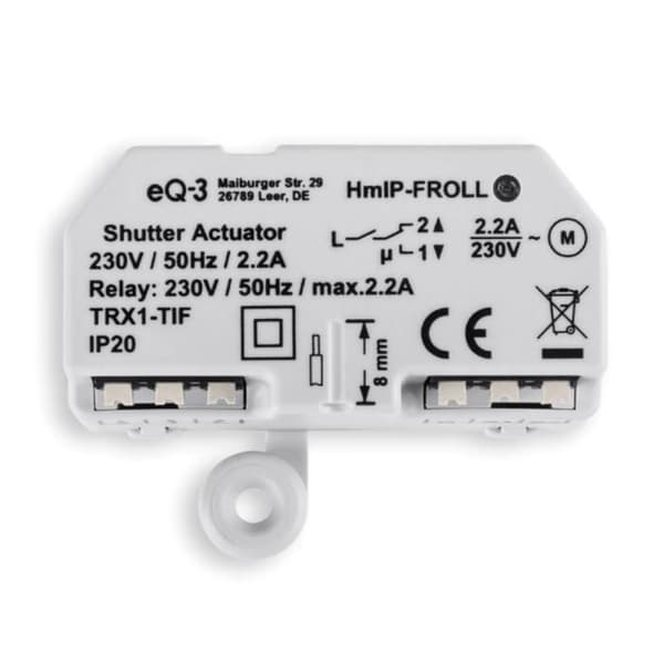 HomeMatic HmIP-FROLL, Sändare, Vit, 180 m, 868,6 MHz, IP20, CE