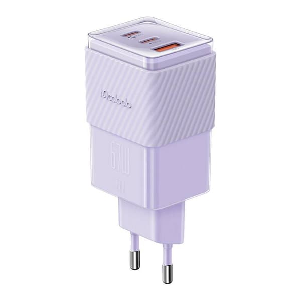 GaN 67W netoplader Mcdodo CH-1502 2x USB-C, USB-A (lilla)