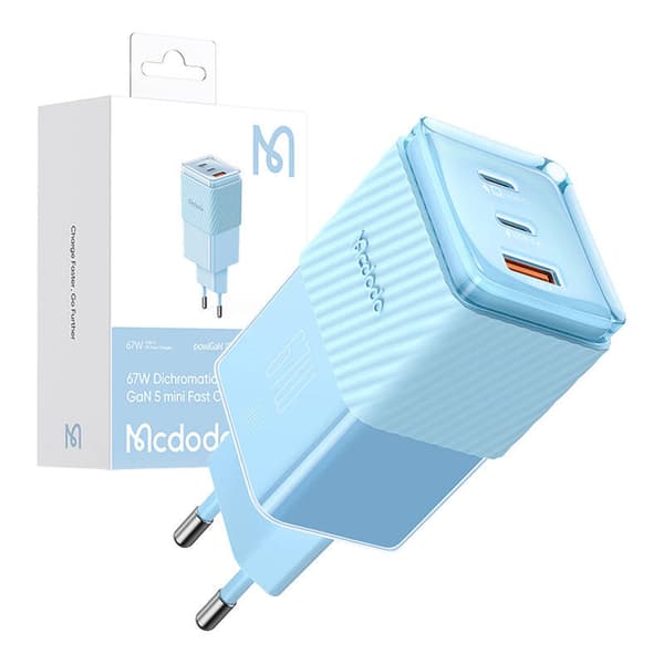 GaN 67W netoplader Mcdodo CH-1503 2x USB-C, USB-A (blå)