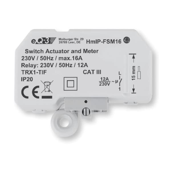 HomeMatic HmIP-FSM16, Strömställare, 869,525 MHz, 180 m, IP20, Vit, Homematic Central CCU2