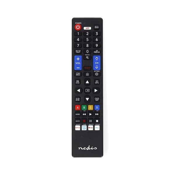 NEDIS Universell förprogrammerad fjärrkontroll för TV-apparater - Knapp för Netflix / Amazon Prime / Youtube / Disney+ Svart