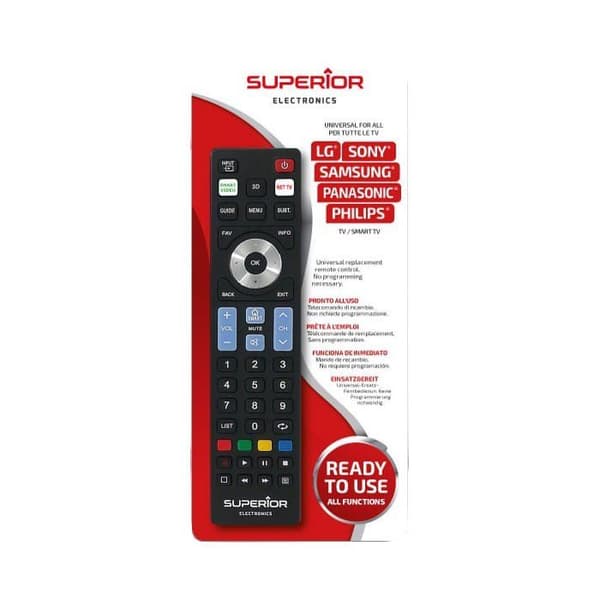 Universell fjernkontroll - LG - PANASONIC - PHILIPS - SAMSUNG - SONY - Svart - Klar til bruk Svart